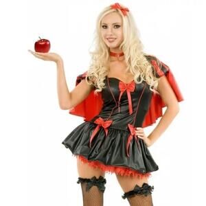 Charades Darkside Snow White Gothic Black Red Mini Dress Costume NEW Teen 12-14